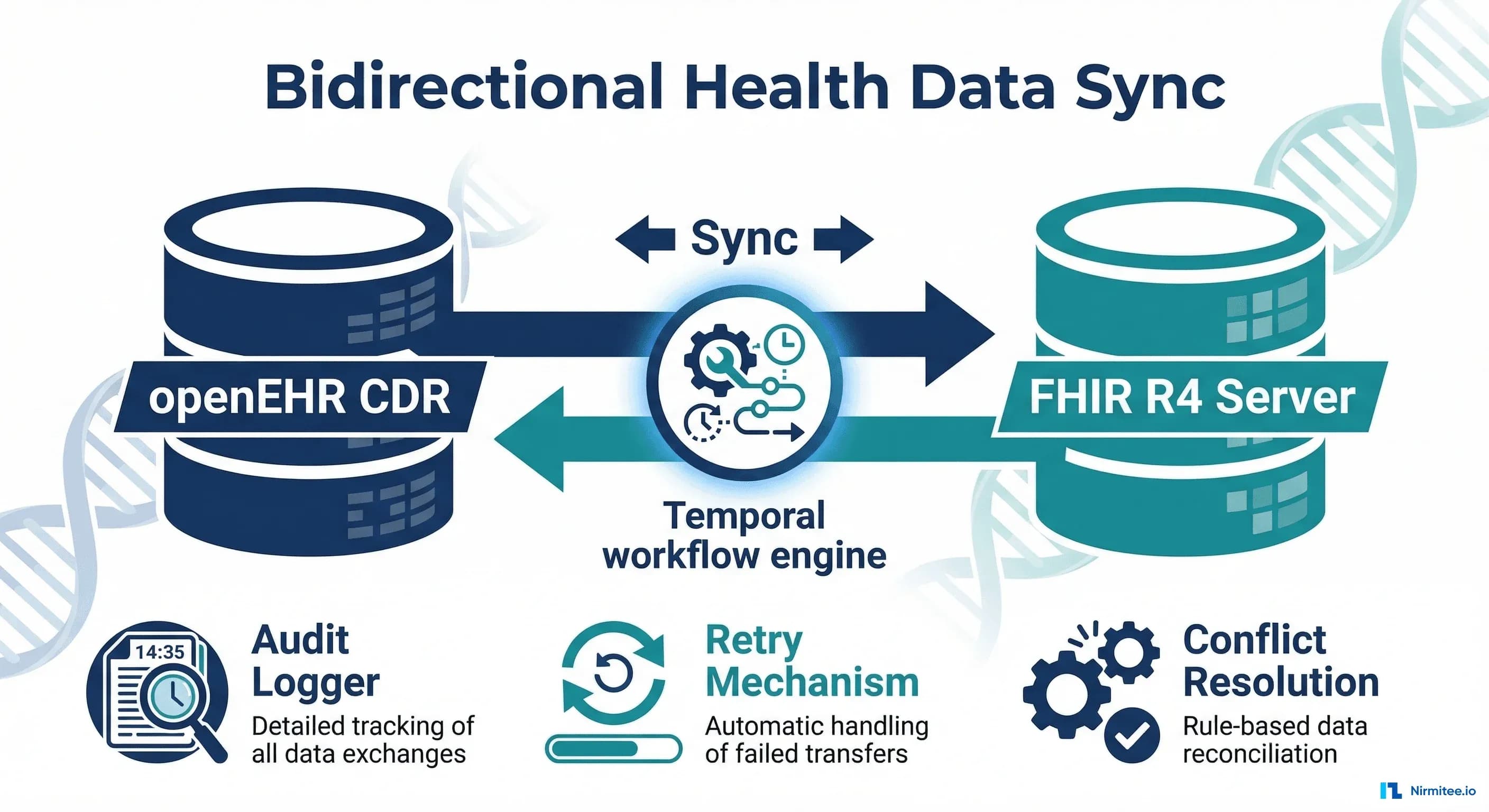 openEHR + FHIR Bidirectional Sync for Cancer Care: Building Reliable Health Data Exchange with Temporal